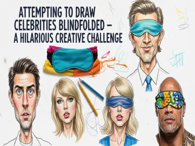 Attempting to Draw Celebrities Blindfolded: A Hilarious Creative Challenge