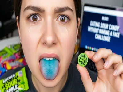 Eating Sour Candy Without Making a Face Challenge